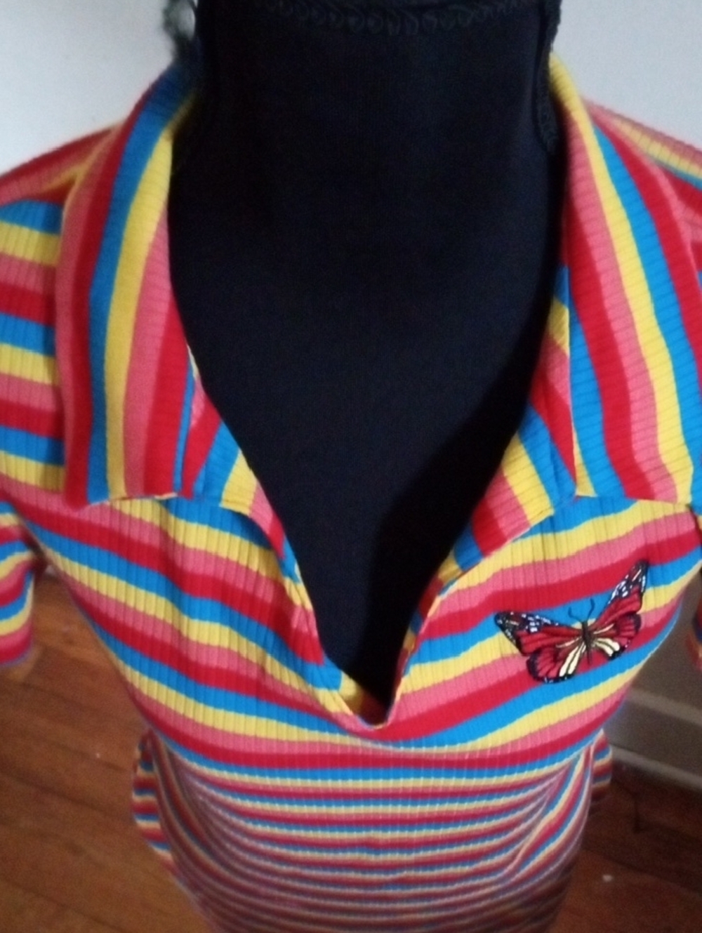 SHEIN  Retro Multicolor Rainbow Stripe Polo Mini Dress Large
